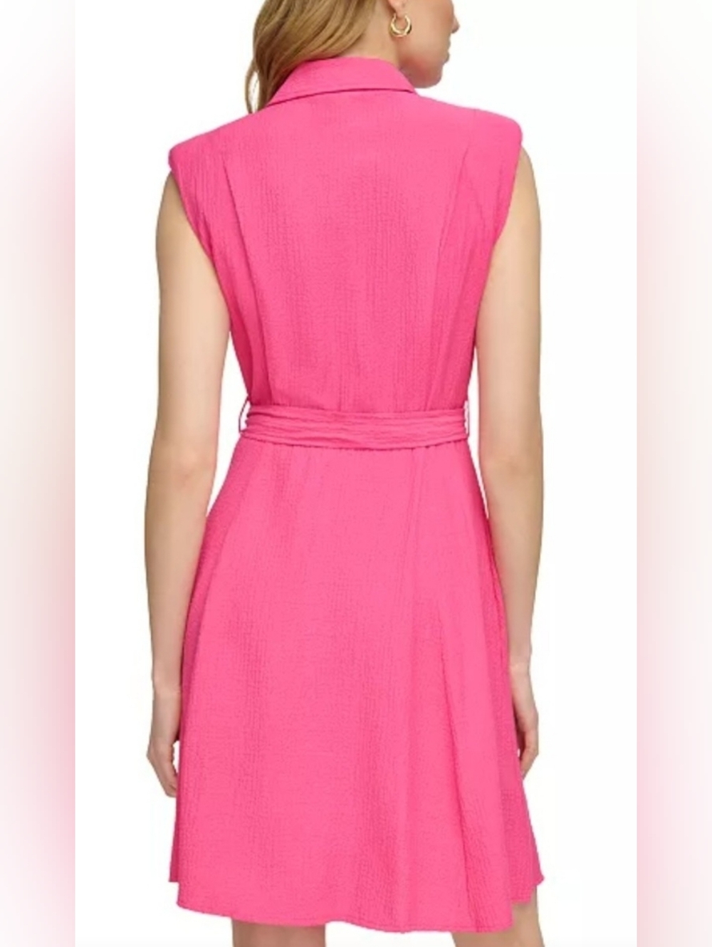 Calvin Klein Hibiscus Pink Sleeveless Button-Down Midi Dress Size 14 NWT - Picture 13 of 15